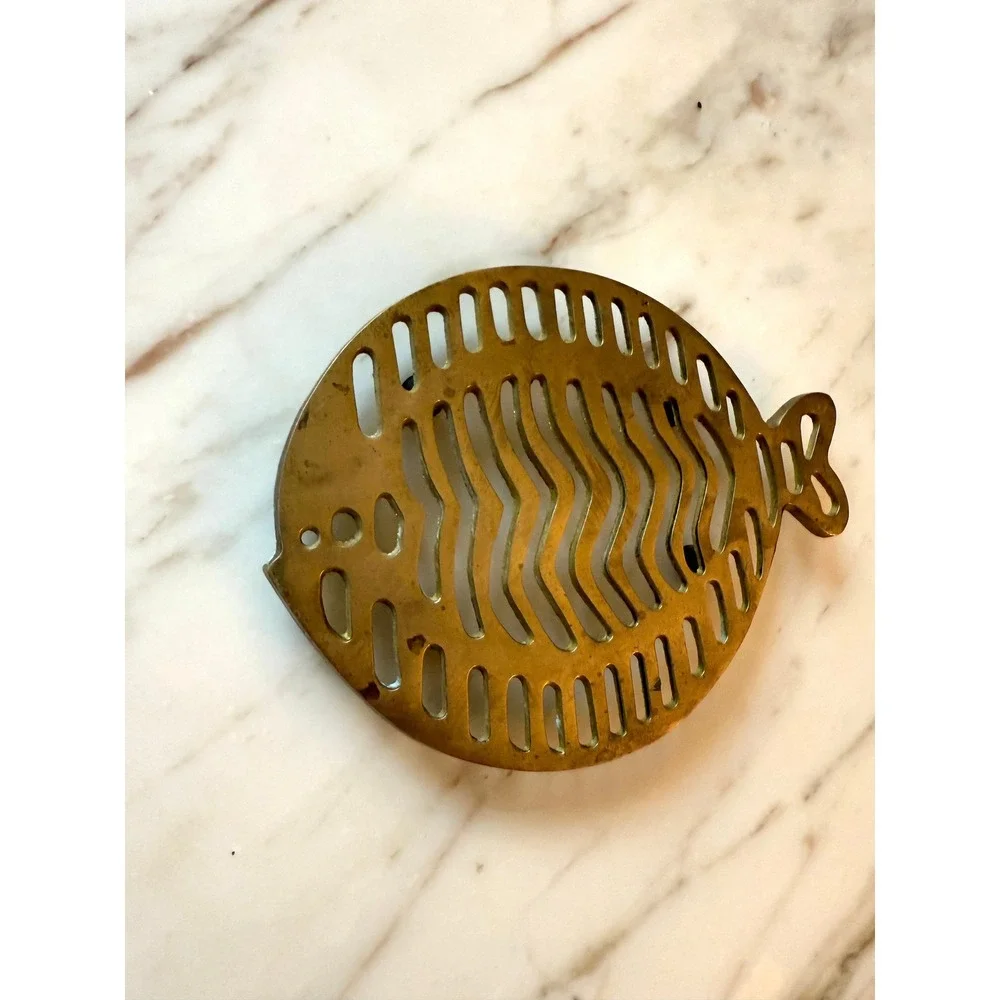 Vintage Brass Fish Trivet Tropical Fish Coastal Kitchen Decor